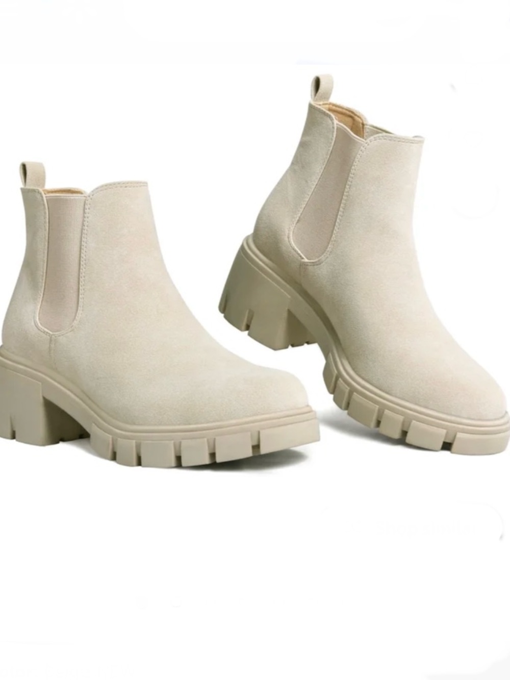 Penny sue boot Suede Chelsea Lug Sz-10 Cream